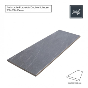 Noir Black Porcelain 900x300 double sided Bullnose