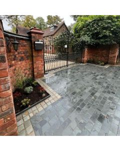 Silver Grey Tumbled & Hand cut Sandstone cobbles 100x100
