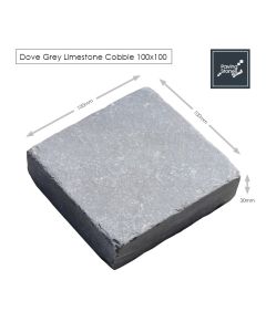 Dove Grey Limestone Cobbles 100x100