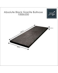 Absolute Black Granite 1000x350mm Bullnose